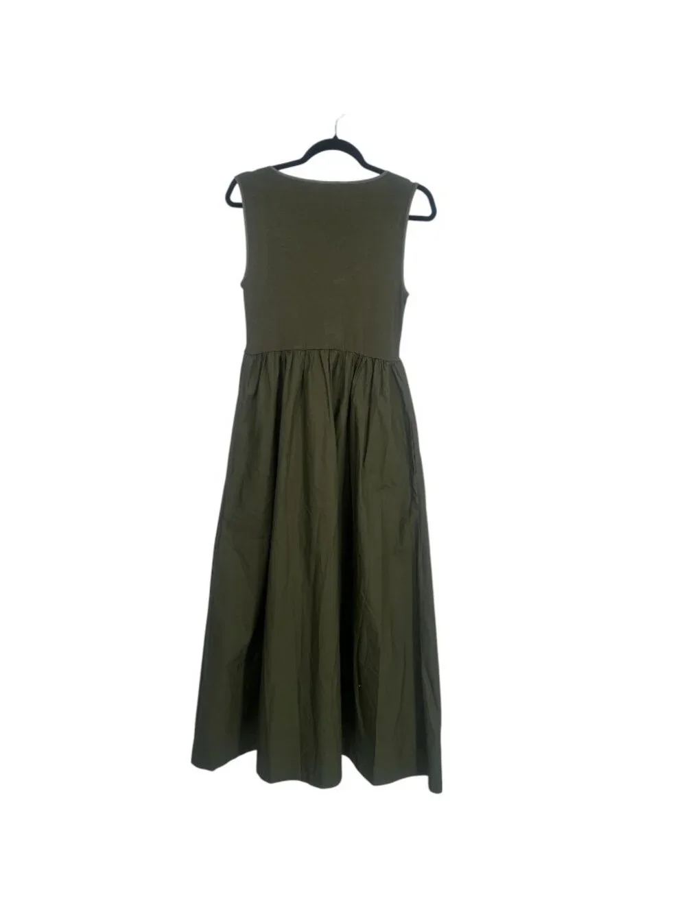 J.Crew Dress Small Green Dark Capers Scoopneck Mixy Maxi Minimalist Preppy NWT